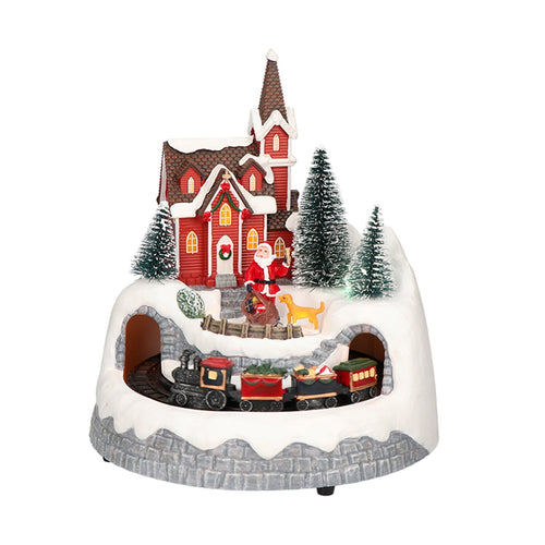 Scena natalizia illuminata con led multicolor decorazione per villaggio di Natale