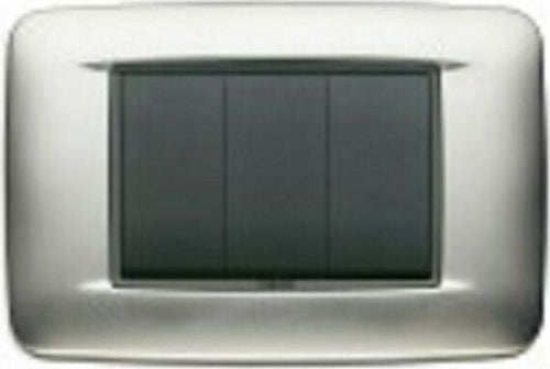 VIMAR---1-PLACCA-EIKON-ROUND-3-MODULI-IN-METALLO-COLORE-CROMO-SATINATO-20683.23