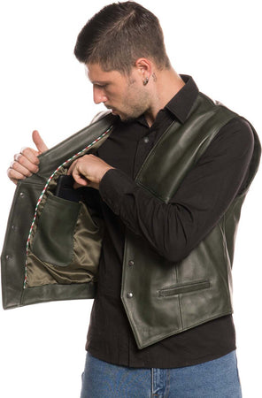 Vincent---Gilet-Uomo-Verde-in-vera-Pelle