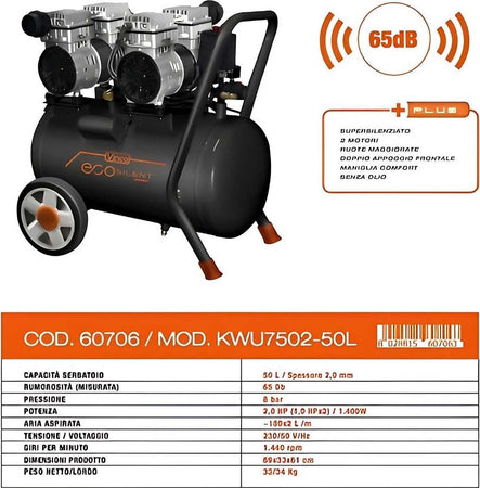Vinco-Compressore-KWU752-50L-2HP-1.5KW-2MOT-COD.60706