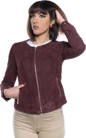 Viola---Giacca-Donna-Bordeaux-in-vera-pelle-Camoscio