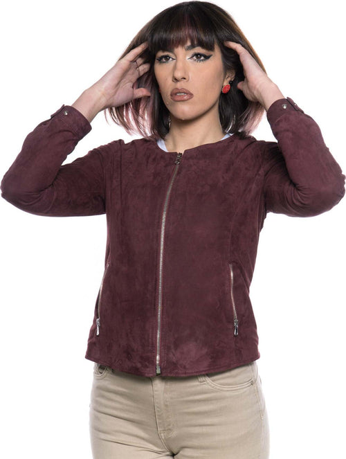 Viola---Giacca-Donna-Bordeaux-in-vera-pelle-Camoscio