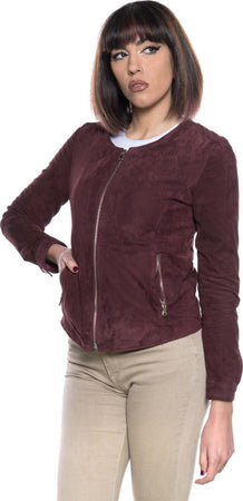 Viola---Giacca-Donna-Bordeaux-in-vera-pelle-Camoscio