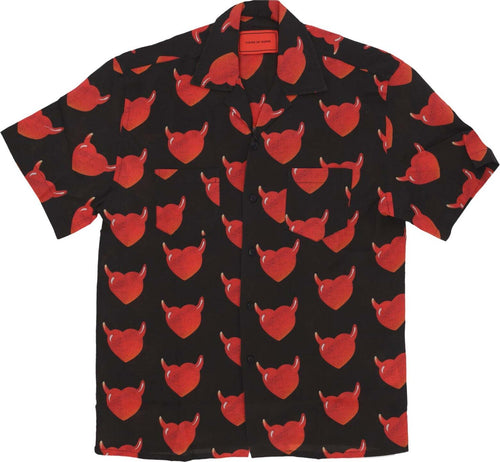 VISION-OF-SUPER-Camicia-Manica-Corta-Uomo-Aop-Hearts-Shirt-Black/red-da-uomo
