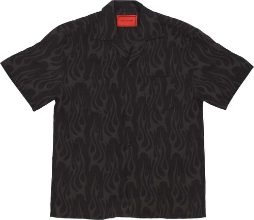 VISION-OF-SUPER-Camicia-Manica-Corta-Uomo-Flames-Aop-Shirt-Black-da-uomo