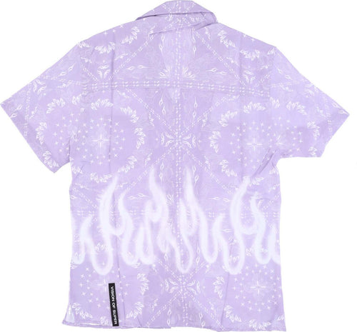 VISION-OF-SUPER-Camicia-Manica-Corta-Uomo-Spray-Flames-Bandana-Shirt-Lilac-da-uomo