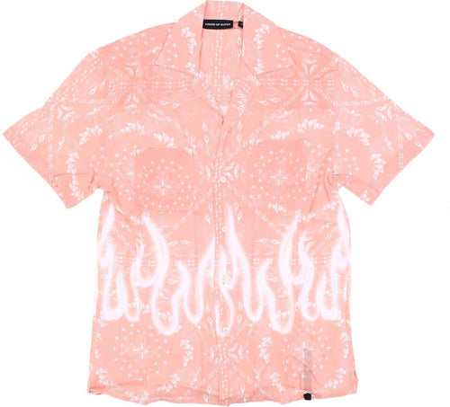 VISION-OF-SUPER-Camicia-Manica-Corta-Uomo-Spray-Flames-Bandana-Shirt-Pink-da-uomo