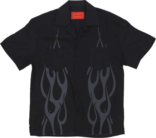 VISION-OF-SUPER-Camicia-Manica-Corta-Uomo-Tribal-Flames-Print-Shirt-Black-da-uomo