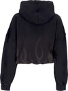 VISION-OF-SUPER-Felpa-Cappuccio-Corta-Donna-Corrosive-Flames-Hoodie-Black-da-donna