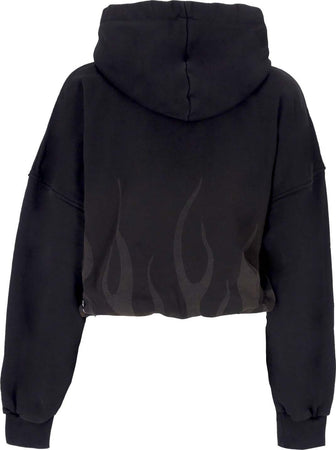 VISION-OF-SUPER-Felpa-Cappuccio-Corta-Donna-Corrosive-Flames-Hoodie-Black-da-donna