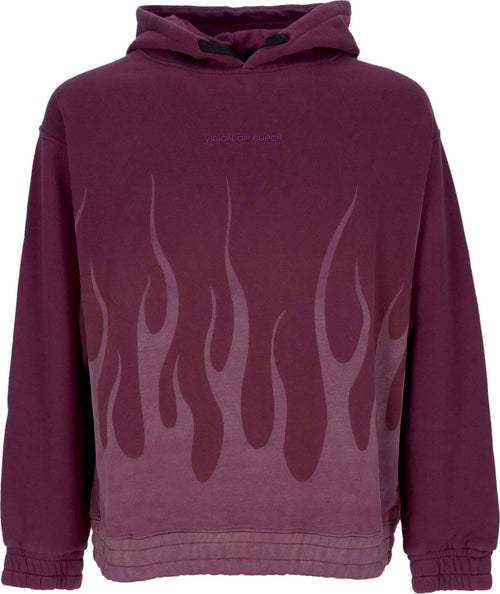 VISION-OF-SUPER-Felpa-Cappuccio-Uomo-Corrosive-Flames-Hoodie-Grape-Wine-da-uomo