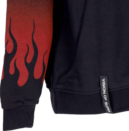 VISION-OF-SUPER-Felpa-Cappuccio-Uomo-Negative-Flames-Hoodie-Black/red-da-uomo