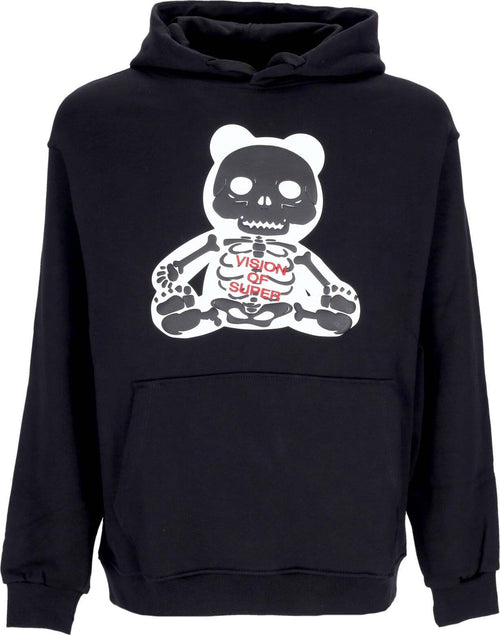VISION-OF-SUPER-Felpa-Cappuccio-Uomo-Rock-Mouth-Print-Hoodie-Black-da-uomo