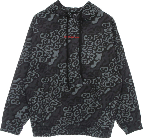VISION-OF-SUPER-Felpa-Leggera-Cappuccio-Uomo-Allover-Leopard-Hoodie-Black-da-uomo