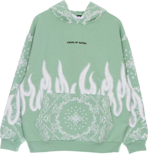 VISION-OF-SUPER-Felpa-Leggera-Cappuccio-Uomo-Bandana-Print-Hoodie-Green-da-uomo