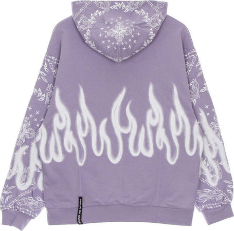 VISION-OF-SUPER-Felpa-Leggera-Cappuccio-Uomo-Bandana-Print-Hoodie-Lilac-da-uomo
