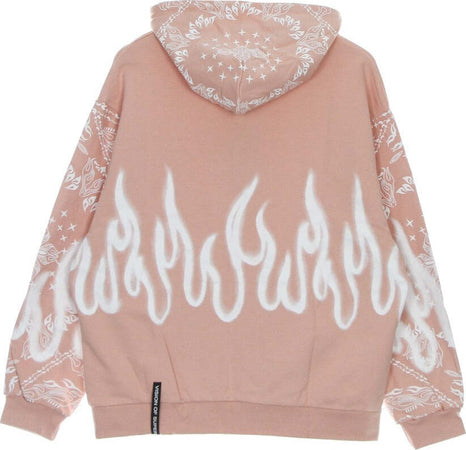 VISION-OF-SUPER-Felpa-Leggera-Cappuccio-Uomo-Bandana-Print-Hoodie-Pink-da-uomo