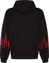 VISION-OF-SUPER-Felpa-Leggera-Cappuccio-Uomo-Embroidery-Flames-Hoodie-Black/red-da-uomo