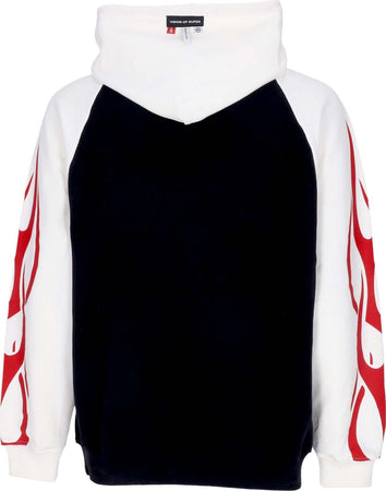 VISION-OF-SUPER-Felpa-Leggera-Cappuccio-Uomo-Flames-Hoodie-Off-White/black/red-da-uomo