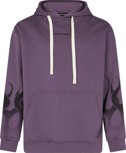 VISION-OF-SUPER-Felpa-Leggera-Cappuccio-Uomo-Flames-Hoodie-Purple/black-da-uomo