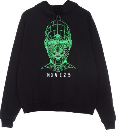 VISION-OF-SUPER-Felpa-Leggera-Cappuccio-Uomo-Green-Face-Hoodie-X-Nove25-Black/green-da-uomo