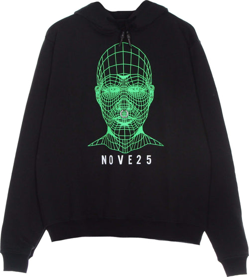 VISION-OF-SUPER-Felpa-Leggera-Cappuccio-Uomo-Green-Face-Hoodie-X-Nove25-Black/green-da-uomo