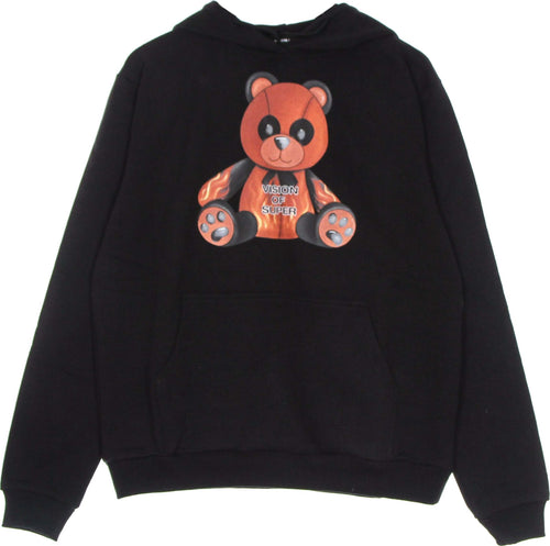 VISION-OF-SUPER-Felpa-Leggera-Cappuccio-Uomo-Pandy-Print-Hoodie-Black-da-uomo