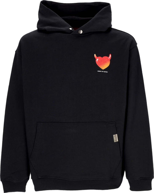 VISION-OF-SUPER-Felpa-Leggera-Cappuccio-Uomo-Puffy-Love-Print-Hoodie-Black-da-uomo