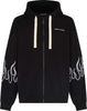 VISION-OF-SUPER-Felpa-Leggera-Cappuccio-Zip-Uomo-Embroidered-Flames-Open-Hoodie-Black/white-da-uomo