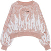 VISION-OF-SUPER-Felpa-Leggera-Girocollo-Corta-Donna-Crop-Hoodie-Bandana-Print-Pink-da-donna