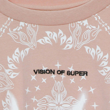 VISION-OF-SUPER-Felpa-Leggera-Girocollo-Corta-Donna-Crop-Hoodie-Bandana-Print-Pink-da-donna