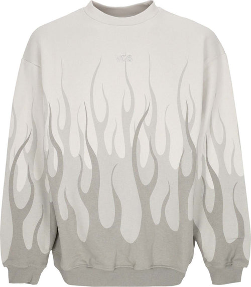 VISION-OF-SUPER-Felpa-Leggera-Girocollo-Uomo-Double-Flames-Crewneck-Lunar-Rock-da-uomo