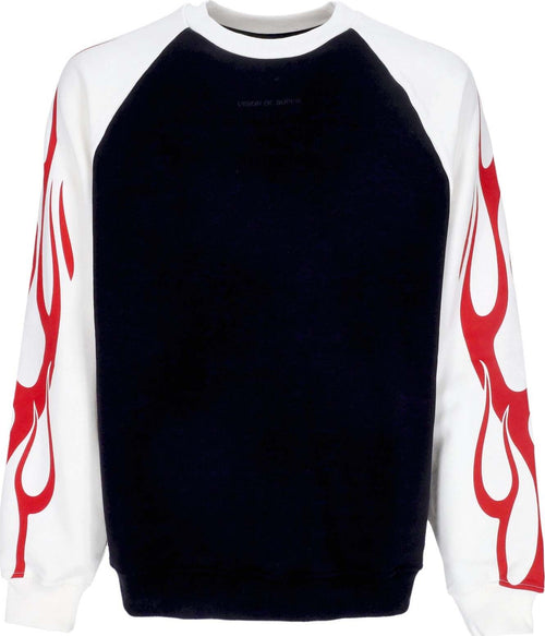 VISION-OF-SUPER-Felpa-Leggera-Girocollo-Uomo-Flames-Crewneck-Off-White/black/red-da-uomo