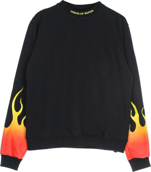 VISION-OF-SUPER-Felpa-Leggera-Girocollo-Uomo-Red-Shaded-Flames-Crewneck-Black/red-da-uomo