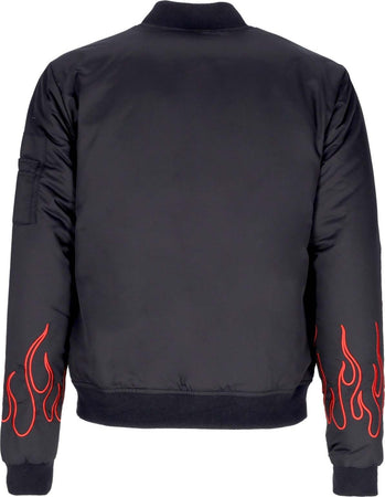 VISION-OF-SUPER-Giubbotto-Bomber-Uomo-Embroidered-Flames-Bomber-Black/red-da-uomo