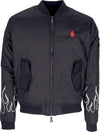 VISION-OF-SUPER-Giubbotto-Bomber-Uomo-Embroidered-Flames-Bomber-Black/white-da-uomo