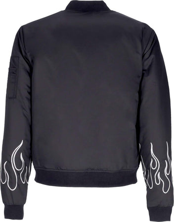 VISION-OF-SUPER-Giubbotto-Bomber-Uomo-Embroidered-Flames-Bomber-Black/white-da-uomo