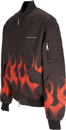 VISION-OF-SUPER-Giubbotto-Bomber-Uomo-Flames-Bomber-Black/red-da-uomo