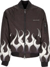 VISION-OF-SUPER-Giubbotto-Bomber-Uomo-Flames-Bomber-Black/white-da-uomo