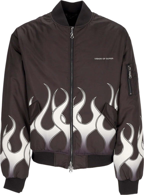 VISION-OF-SUPER-Giubbotto-Bomber-Uomo-Flames-Bomber-Black/white-da-uomo