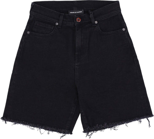 VISION-OF-SUPER-Jeans-Corto-Uomo-Coating-Denim-Shorts-Black-Denim-da-uomo
