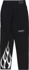 VISION-OF-SUPER-Jeans-Uomo-Printed-Flames-and-Logo-Jeans-Black-Denim-da-uomo