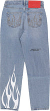 VISION-OF-SUPER-Jeans-Uomo-Printed-Flames-and-Logo-Jeans-Denim-Blue-da-uomo
