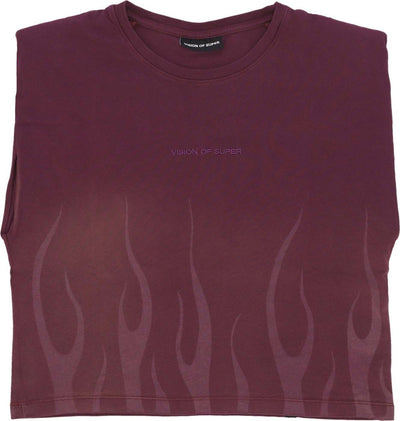 VISION-OF-SUPER-Maglietta-Donna-Corrosive-Flames-Tee-Grape-da-donna