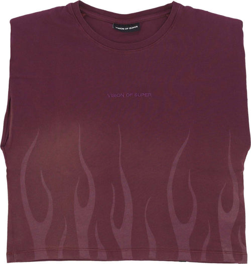 VISION-OF-SUPER-Maglietta-Donna-Corrosive-Flames-Tee-Grape-da-donna