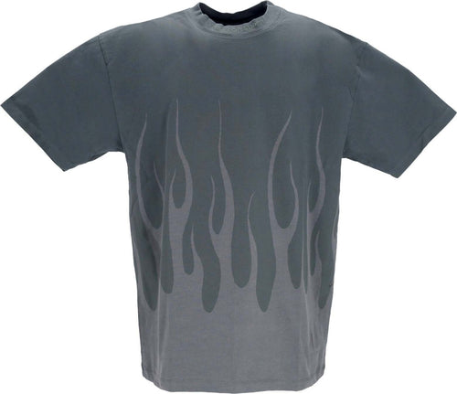 VISION-OF-SUPER-Maglietta-Uomo-Corrosive-Flames-Tee-Balsam-Green-da-uomo