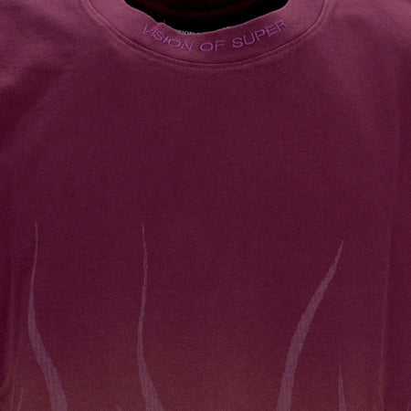 VISION-OF-SUPER-Maglietta-Uomo-Corrosive-Flames-Tee-Grape-Wine-da-uomo