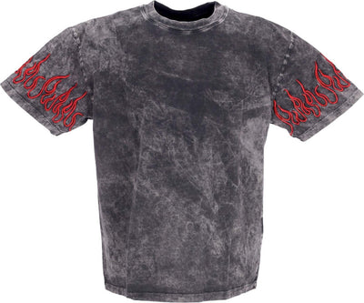 VISION-OF-SUPER-Maglietta-Uomo-Embroidered-Flames-Tee-Grey/red-da-uomo
