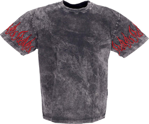 VISION-OF-SUPER-Maglietta-Uomo-Embroidered-Flames-Tee-Grey/red-da-uomo