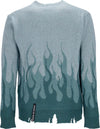 VISION-OF-SUPER-Maglione-Uomo-Double-Flames-L/s-Jumper-Balsam-Green-da-uomo